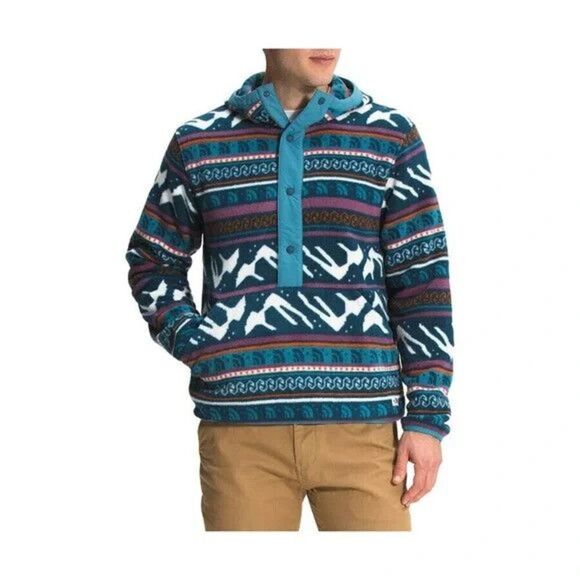 North Face Carbondale Fleece Hoodie XXL Half Snap Aztec Hippie Gorpcore Jacket - Picture 2 of 14